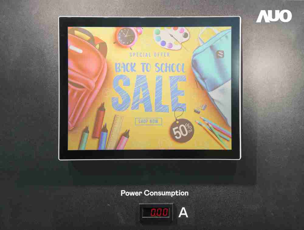 欧陆注册展示胆固醇液晶超低耗能户外全彩显示器，，，，ChLC（胆固醇液晶）以双稳态技术使静态显示零功耗，，，具省电、、高彩度、、、、环保的特性，，，还整合软硬件系统解决方案，，可透过单一云端平台管理